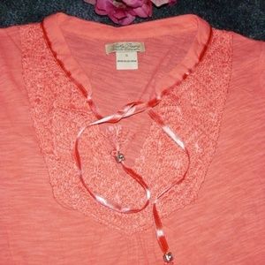 LUCKY BRAND LIVE IN LOVE V-Neck 3/4 Sleeve top S